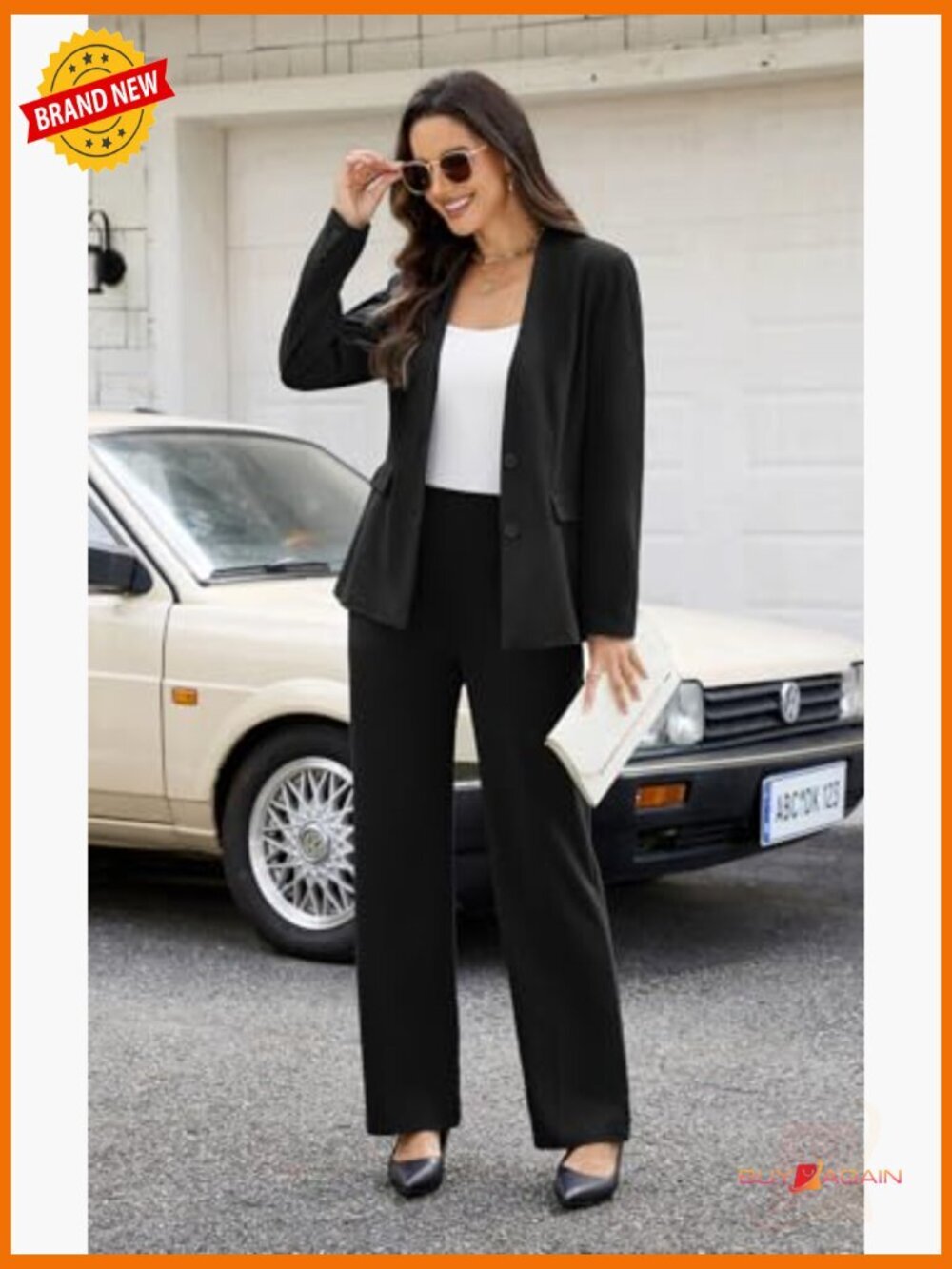 2 Piece Suits Business Casual Outfits Straight Wide Leg Pants Professional - Picture 2 of 7